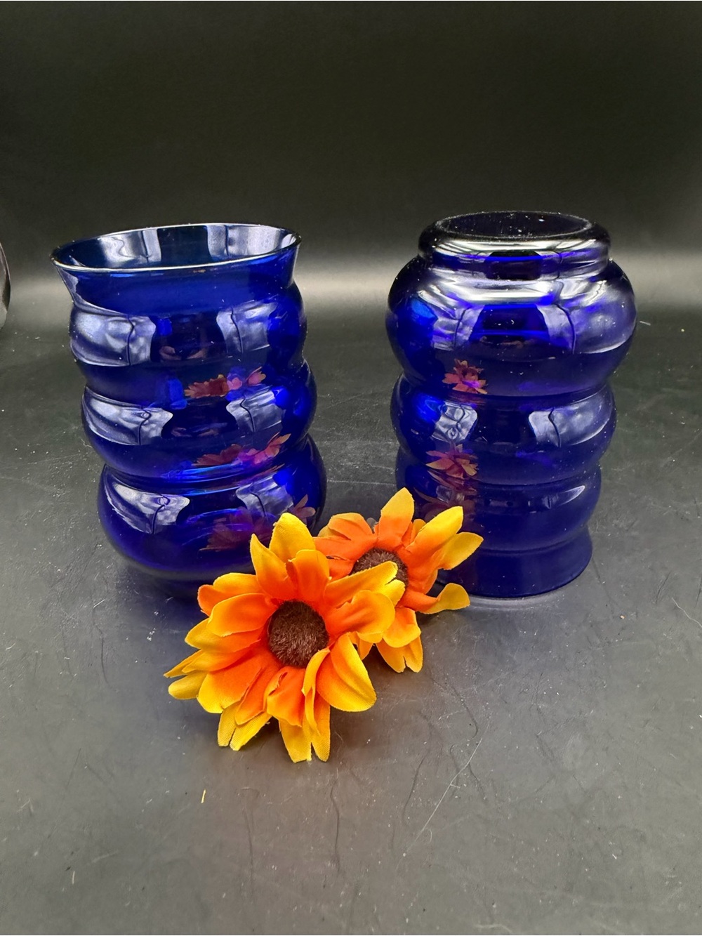 Vintage Louis Glass Co. Harpo Cobalt Glass Tumblers - Set of 2